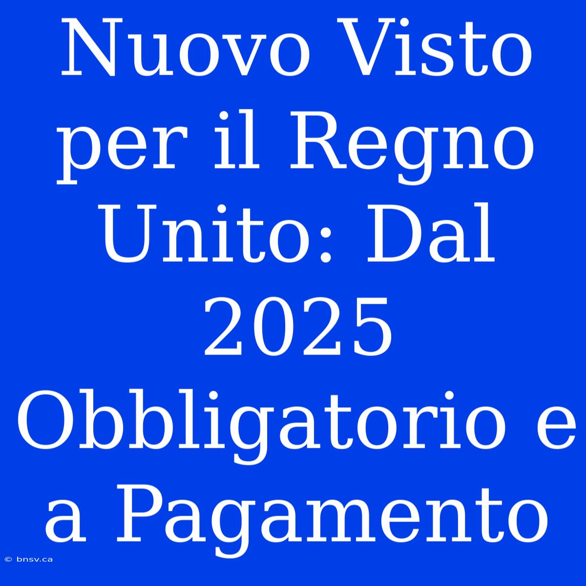 Nuovo Visto Per Il Regno Unito: Dal 2025 Obbligatorio E A Pagamento