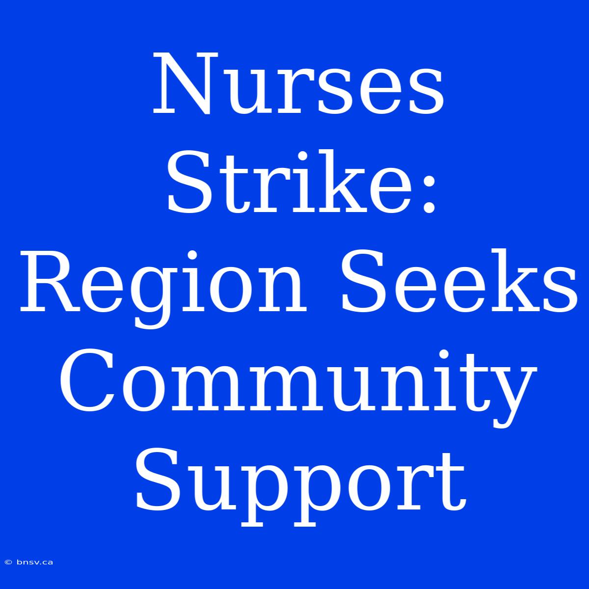 Nurses Strike: Region Seeks Community Support