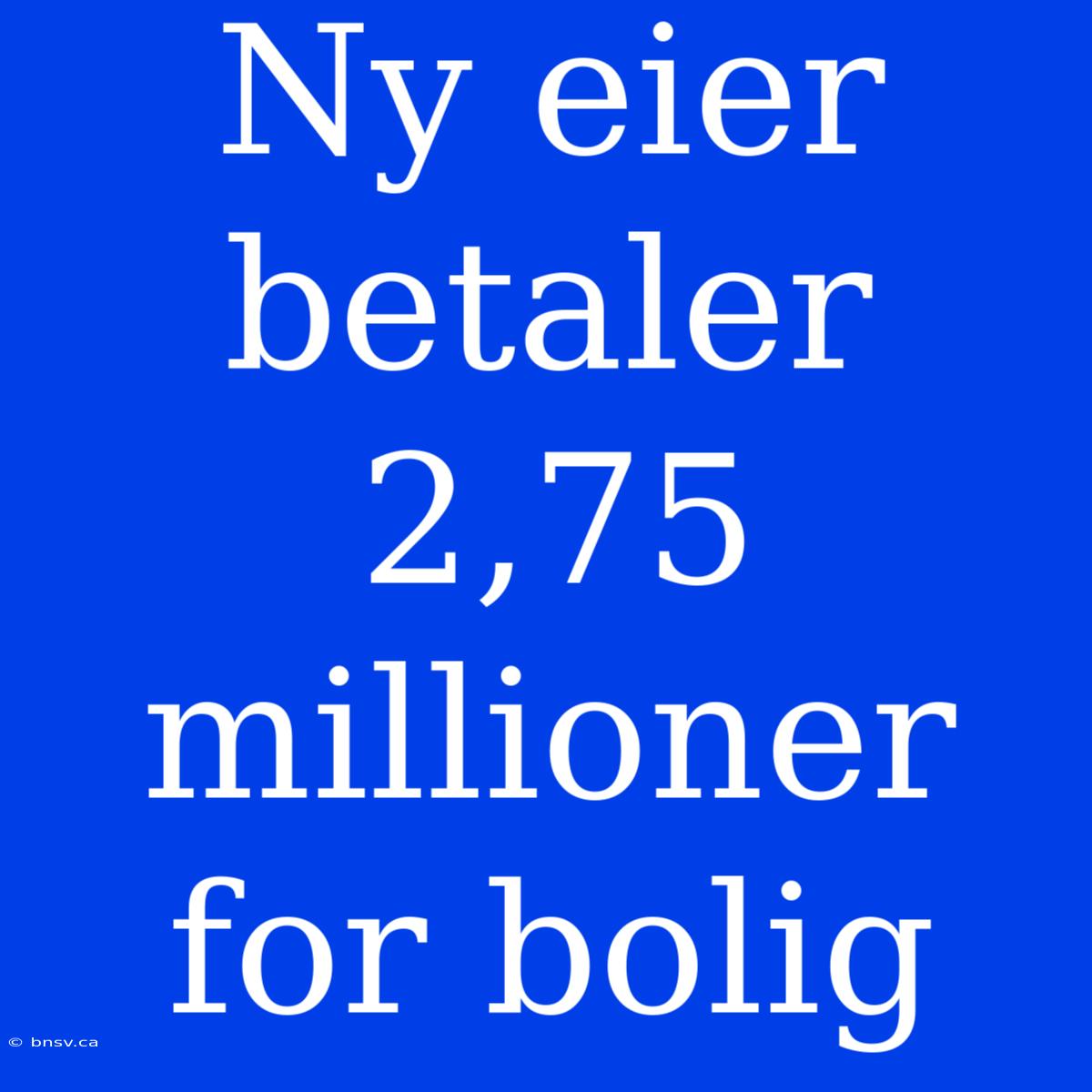 Ny Eier Betaler 2,75 Millioner For Bolig