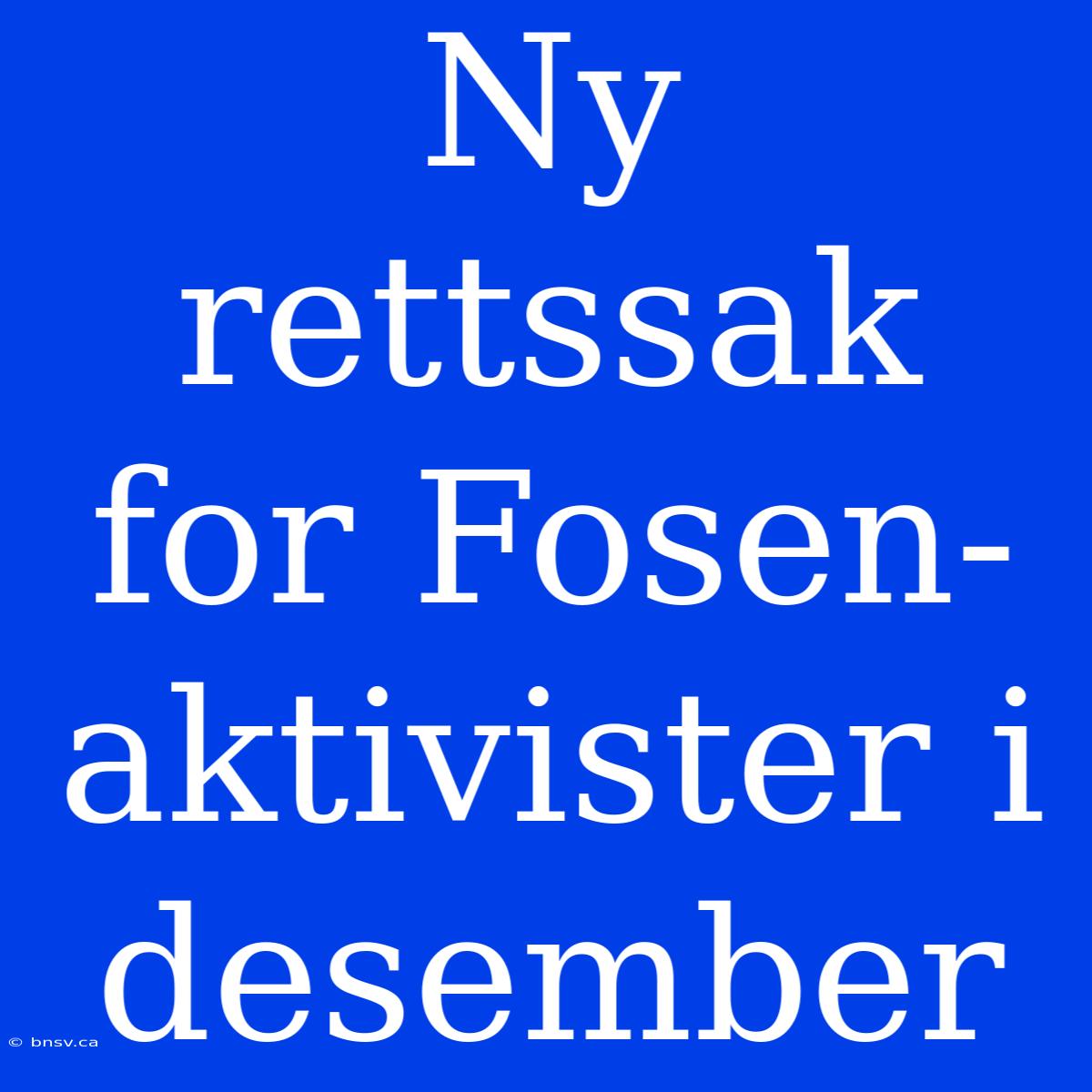 Ny Rettssak For Fosen-aktivister I Desember