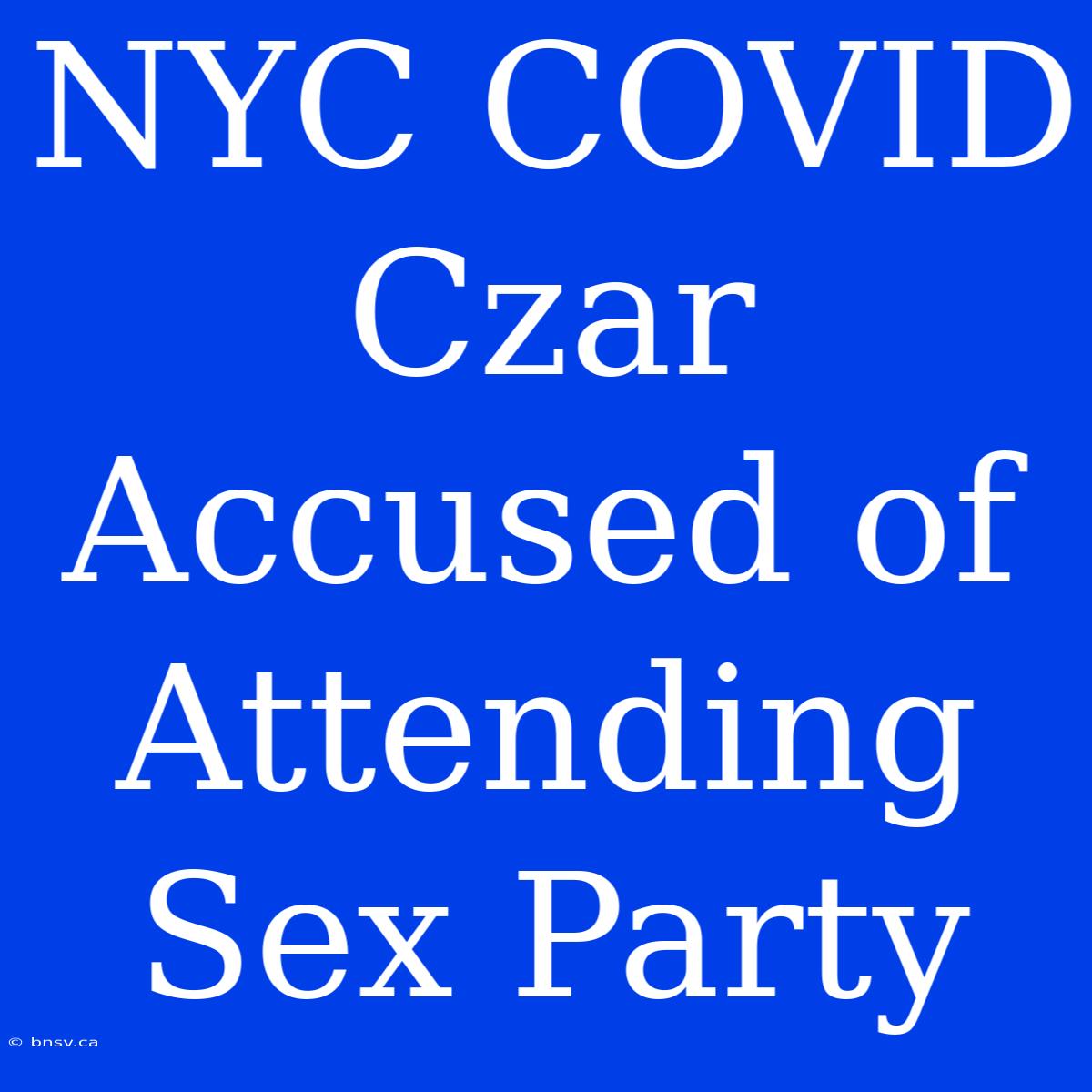 NYC COVID Czar Accused Of Attending Sex Party