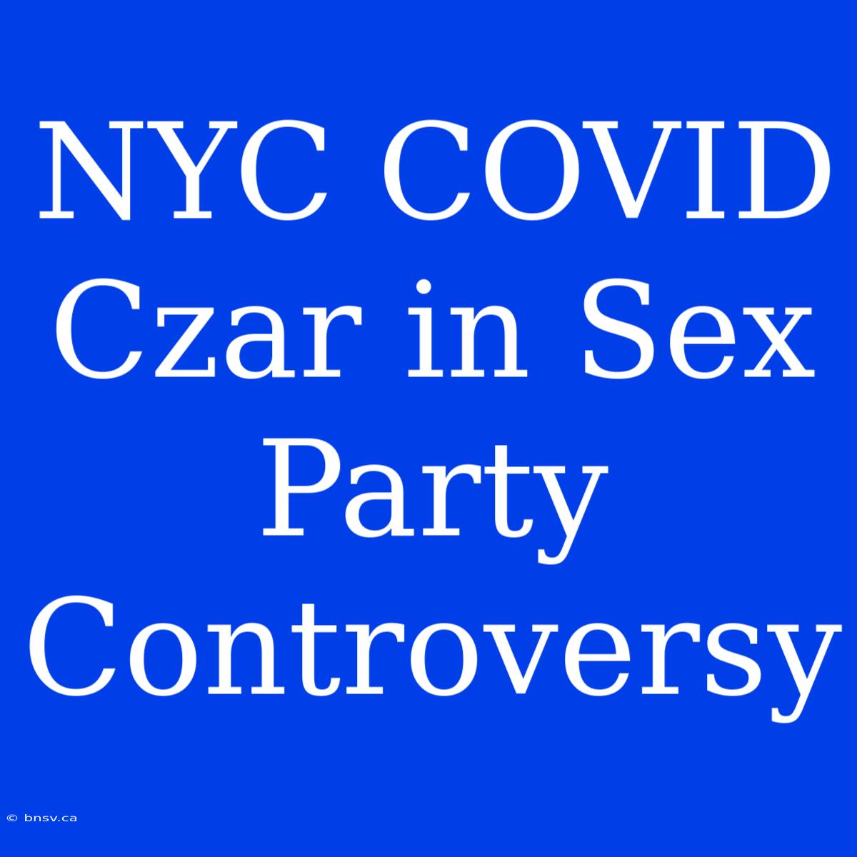 NYC COVID Czar In Sex Party Controversy