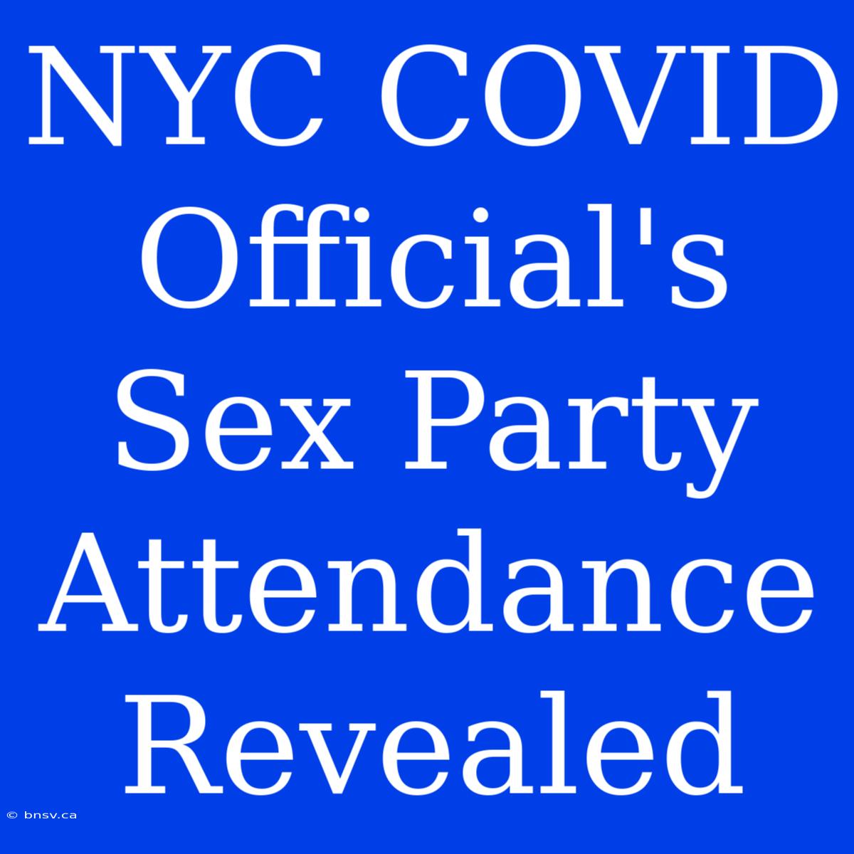 NYC COVID Official's Sex Party Attendance Revealed