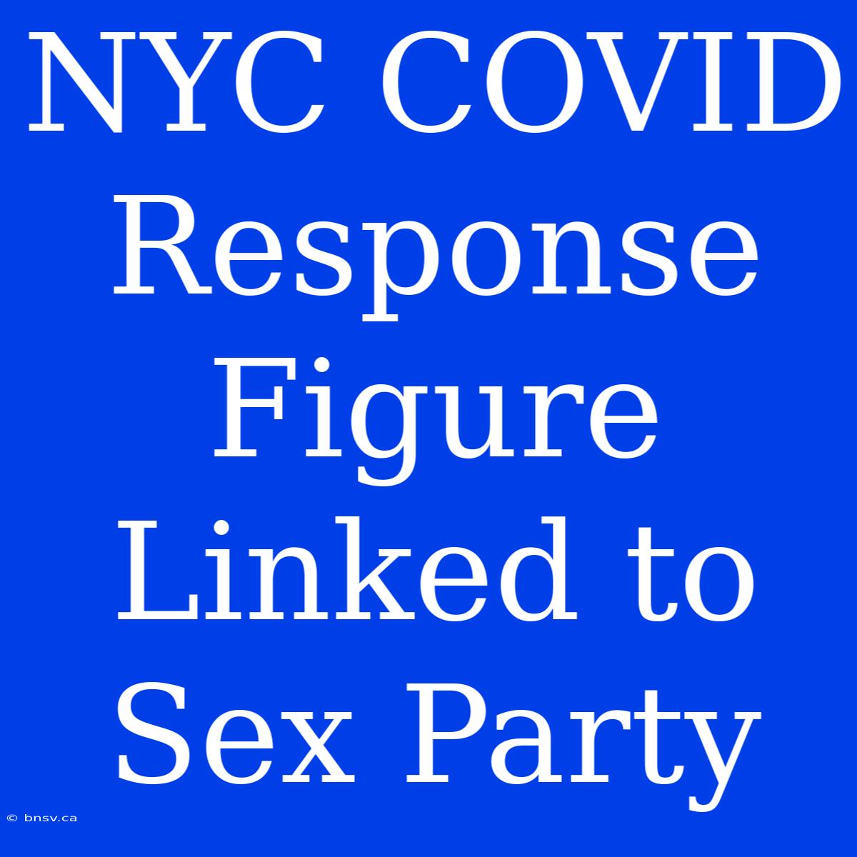 NYC COVID Response Figure Linked To Sex Party