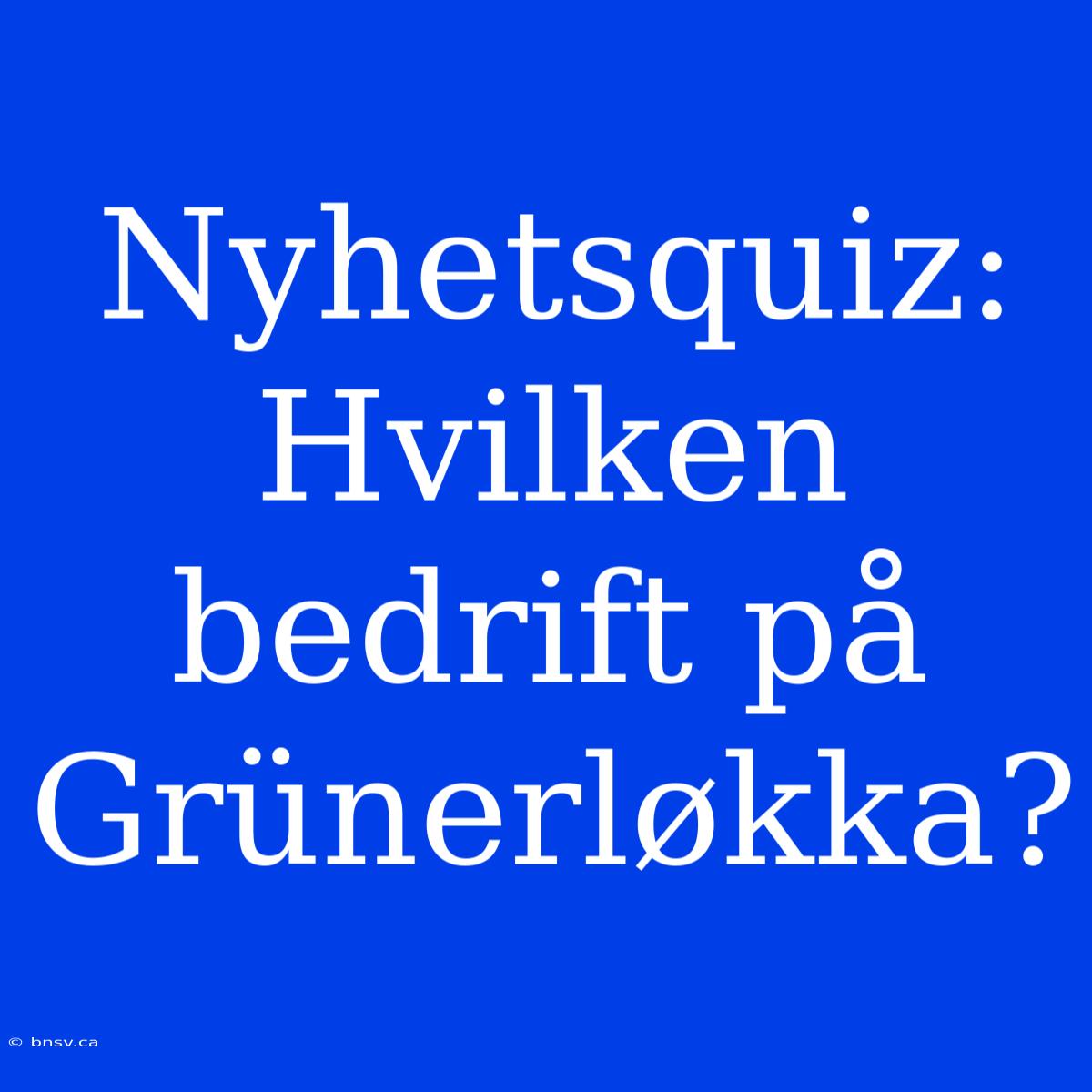 Nyhetsquiz: Hvilken Bedrift På Grünerløkka?