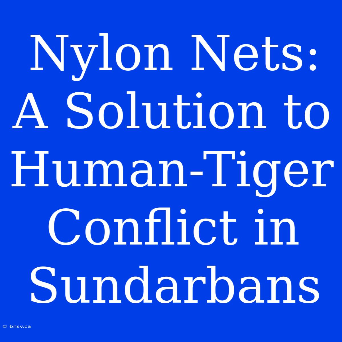 Nylon Nets: A Solution To Human-Tiger Conflict In Sundarbans