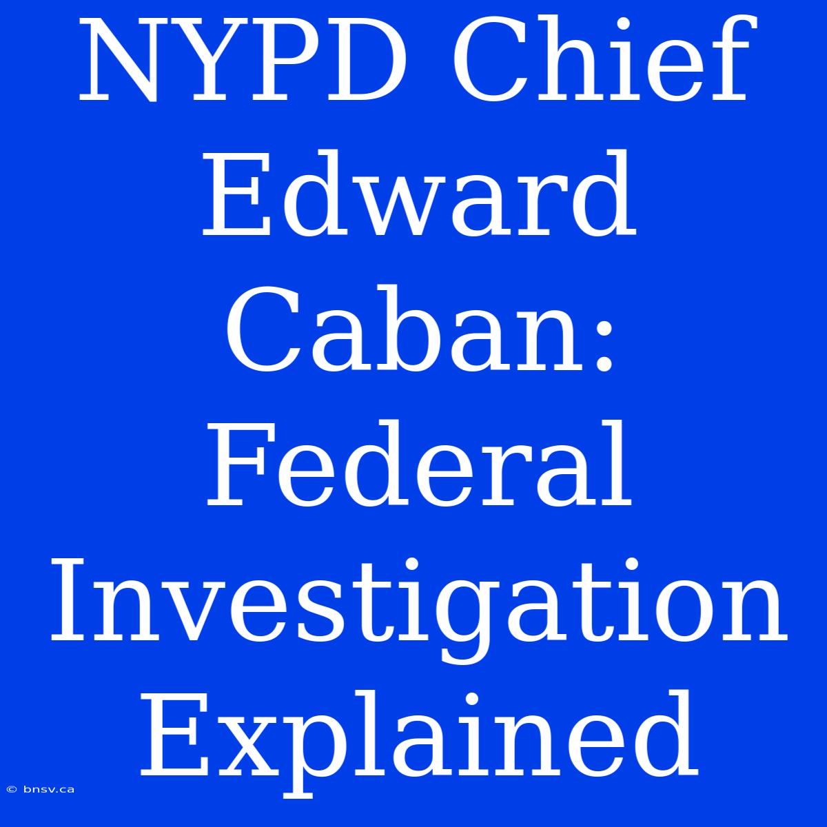 NYPD Chief Edward Caban: Federal Investigation Explained