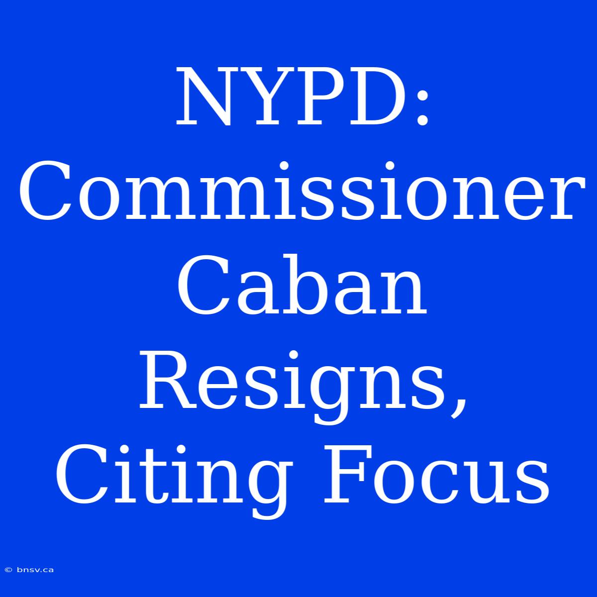 NYPD: Commissioner Caban Resigns, Citing Focus