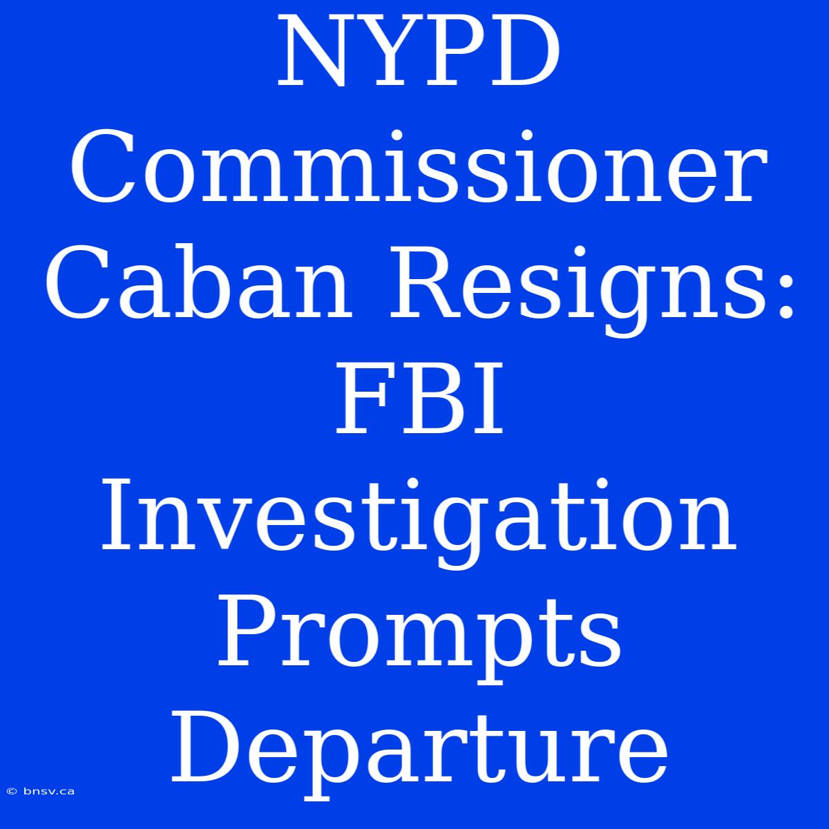 NYPD Commissioner Caban Resigns: FBI Investigation Prompts Departure