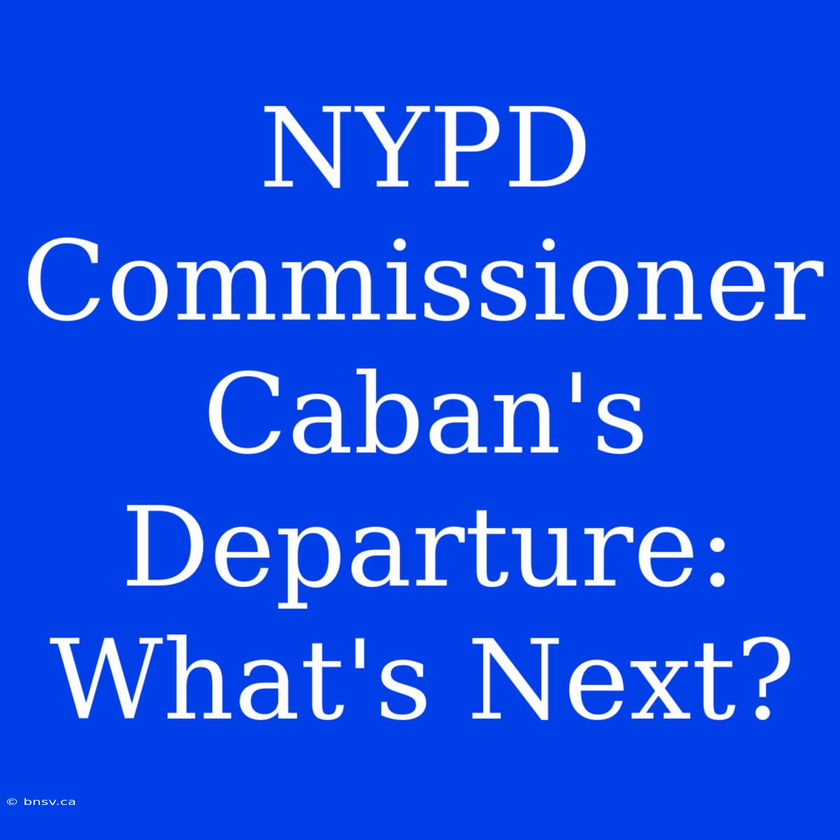 NYPD Commissioner Caban's Departure: What's Next?