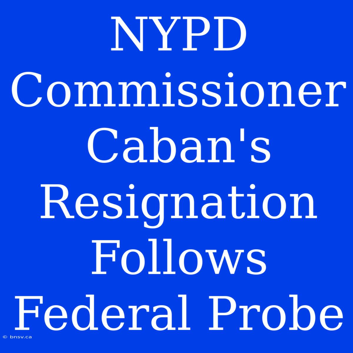 NYPD Commissioner Caban's Resignation Follows Federal Probe