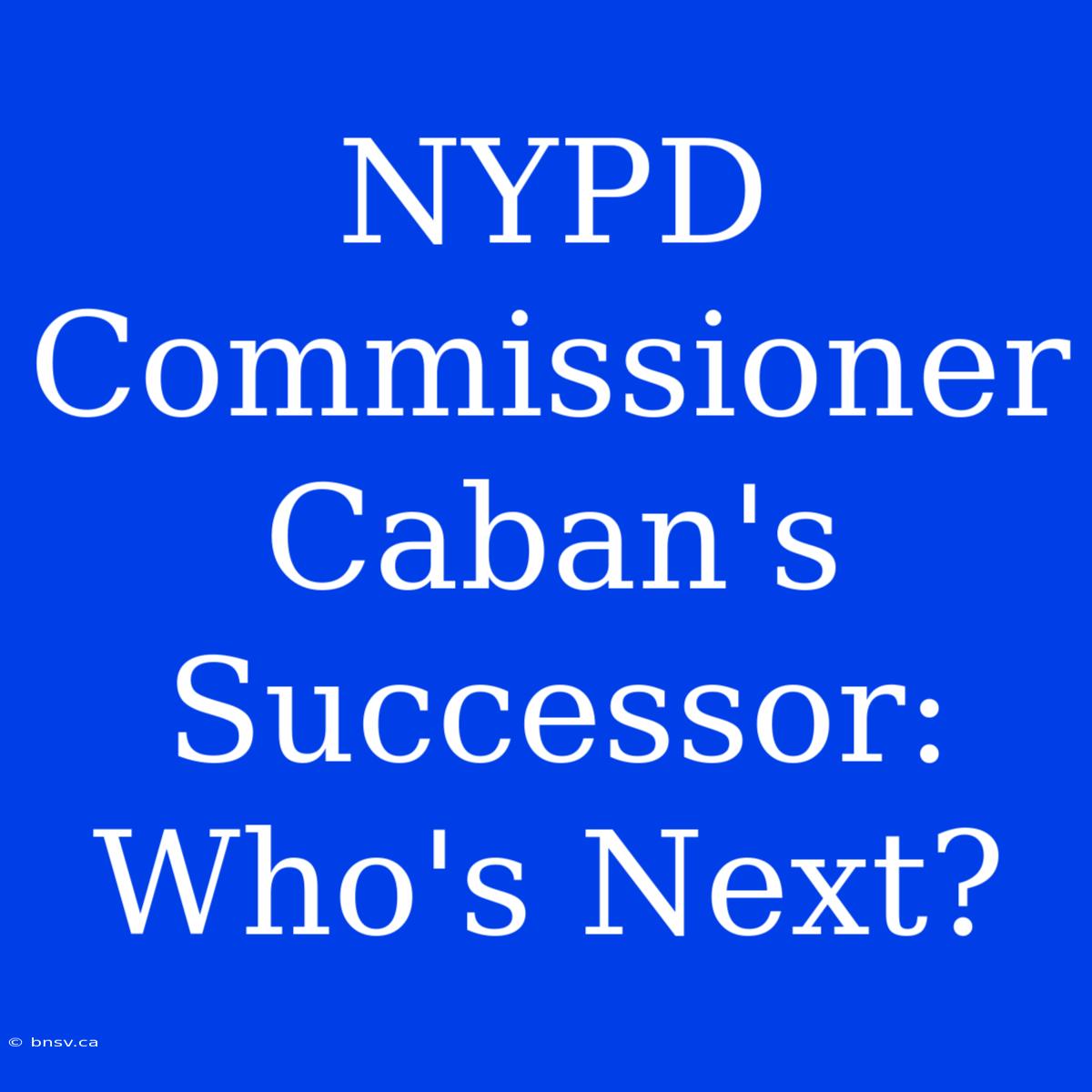 NYPD Commissioner Caban's Successor: Who's Next?