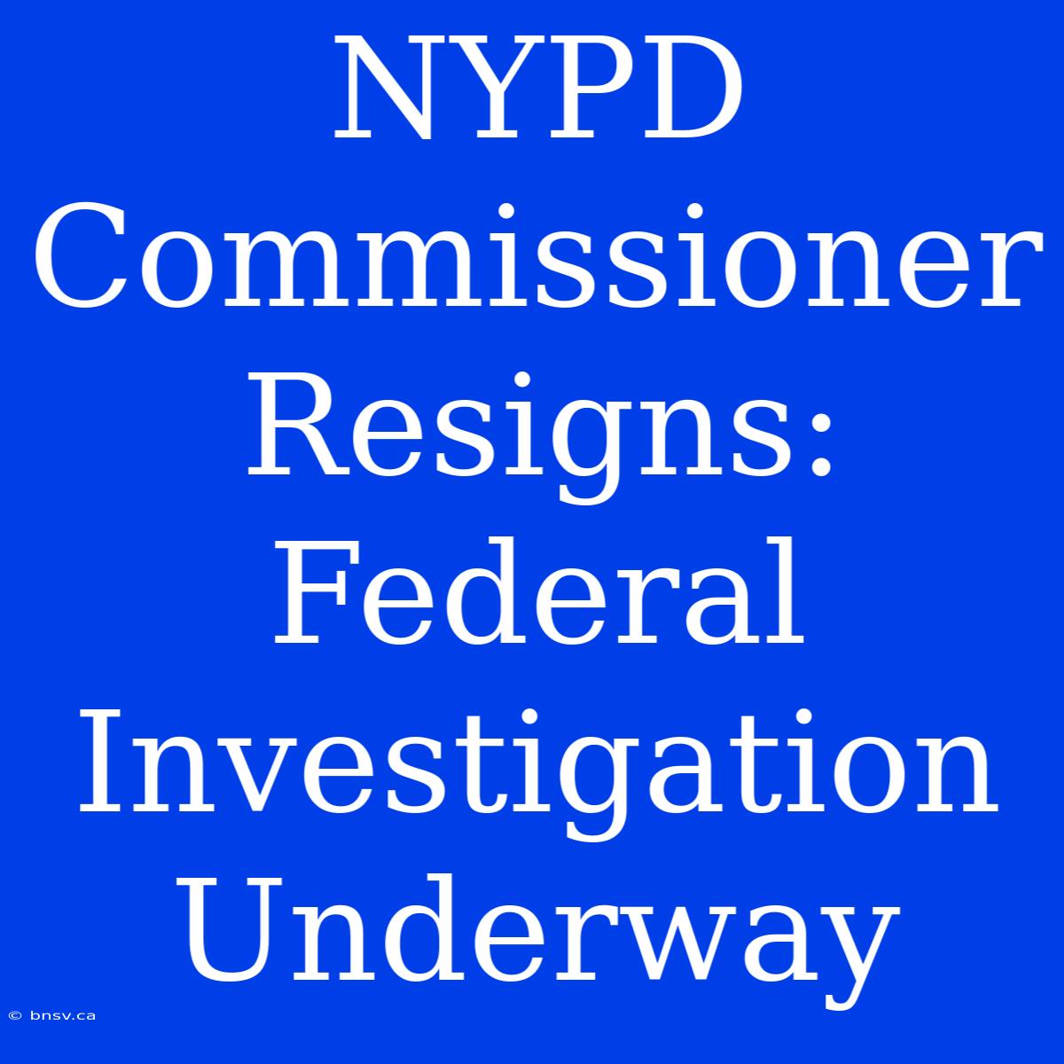 NYPD Commissioner Resigns: Federal Investigation Underway