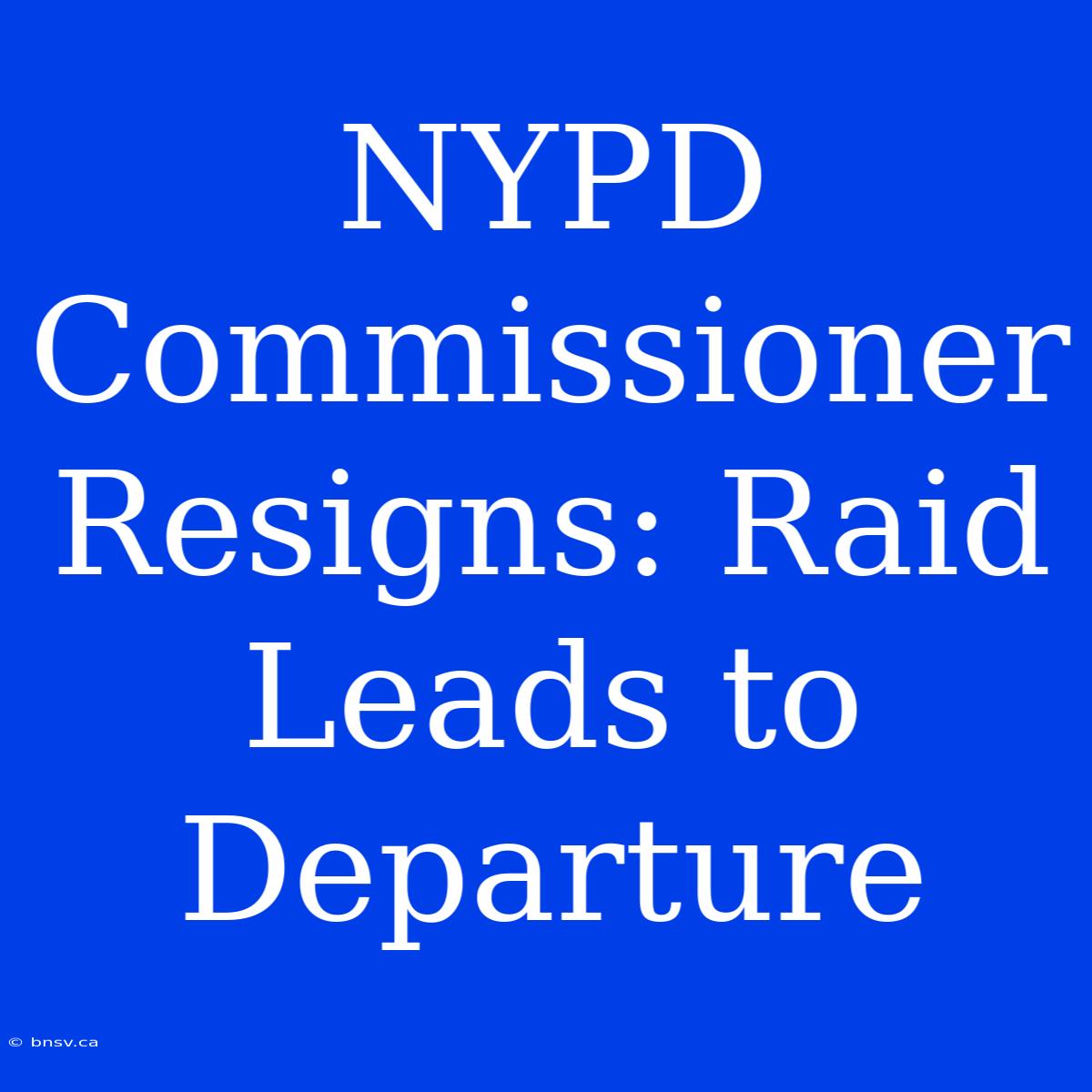 NYPD Commissioner Resigns: Raid Leads To Departure