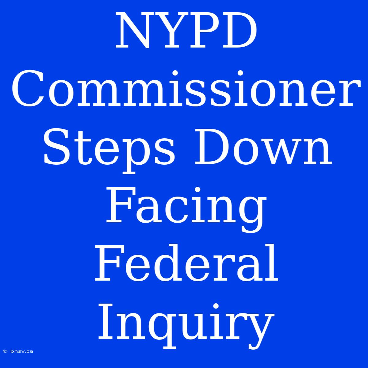 NYPD Commissioner Steps Down Facing Federal Inquiry