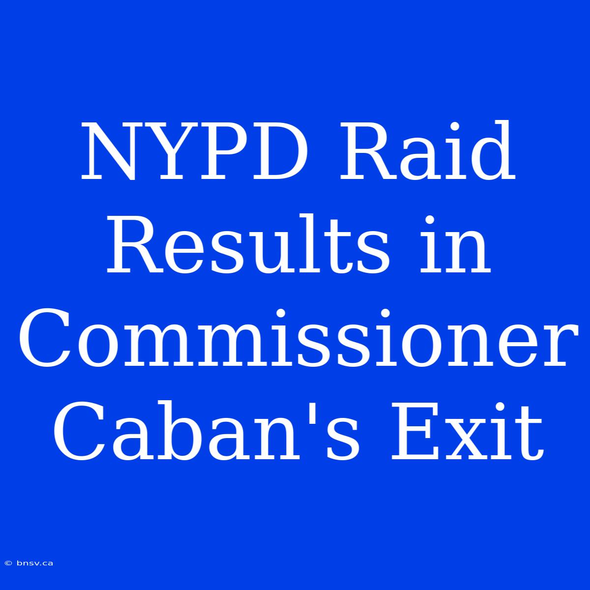 NYPD Raid Results In Commissioner Caban's Exit