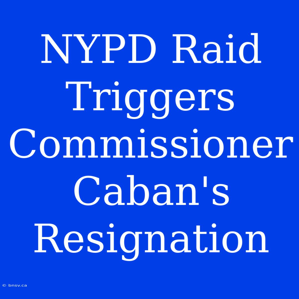 NYPD Raid Triggers Commissioner Caban's Resignation