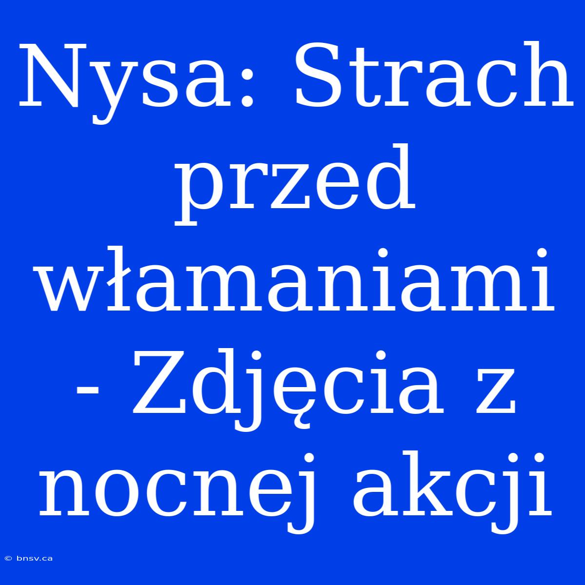 Nysa: Strach Przed Włamaniami - Zdjęcia Z Nocnej Akcji