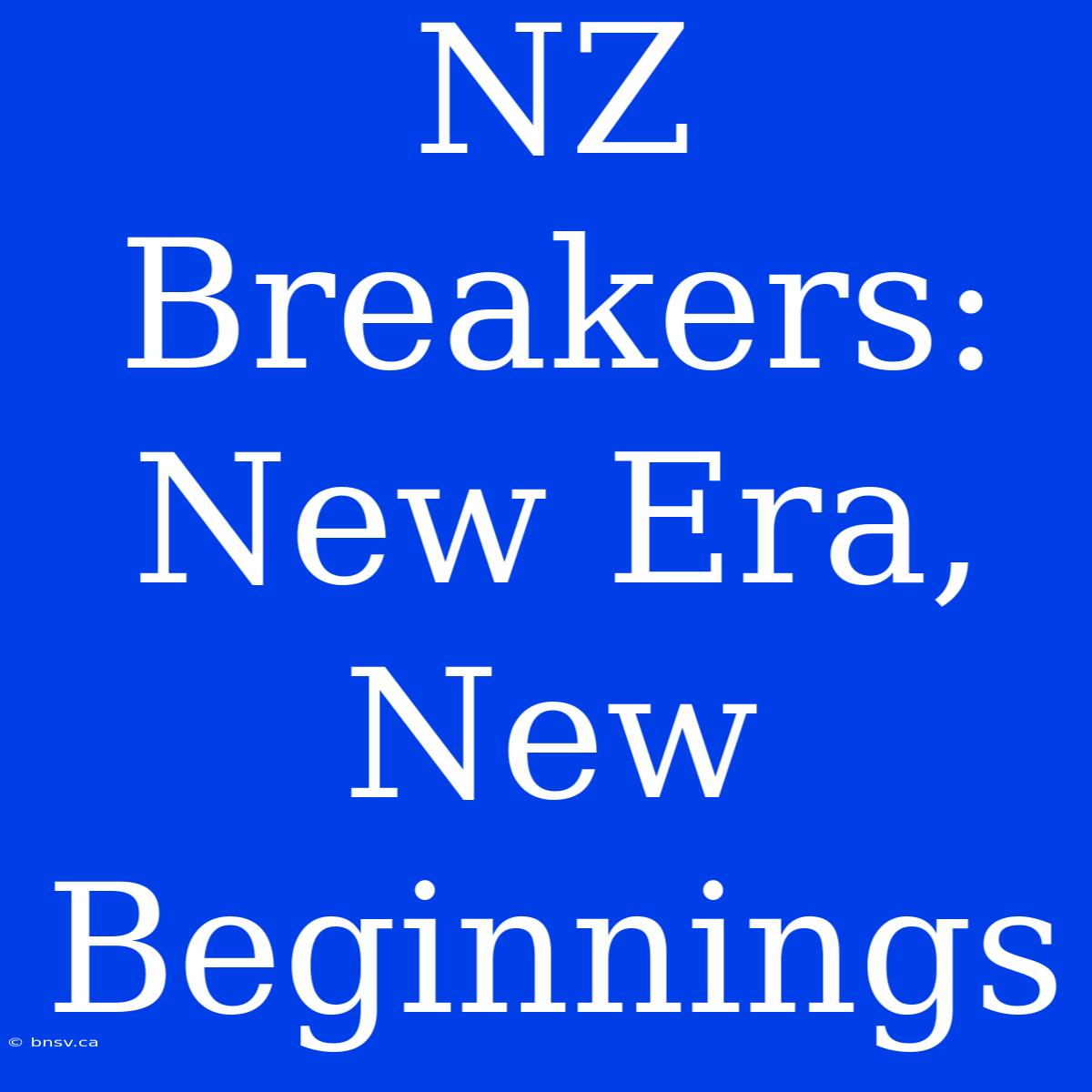 NZ Breakers: New Era, New Beginnings