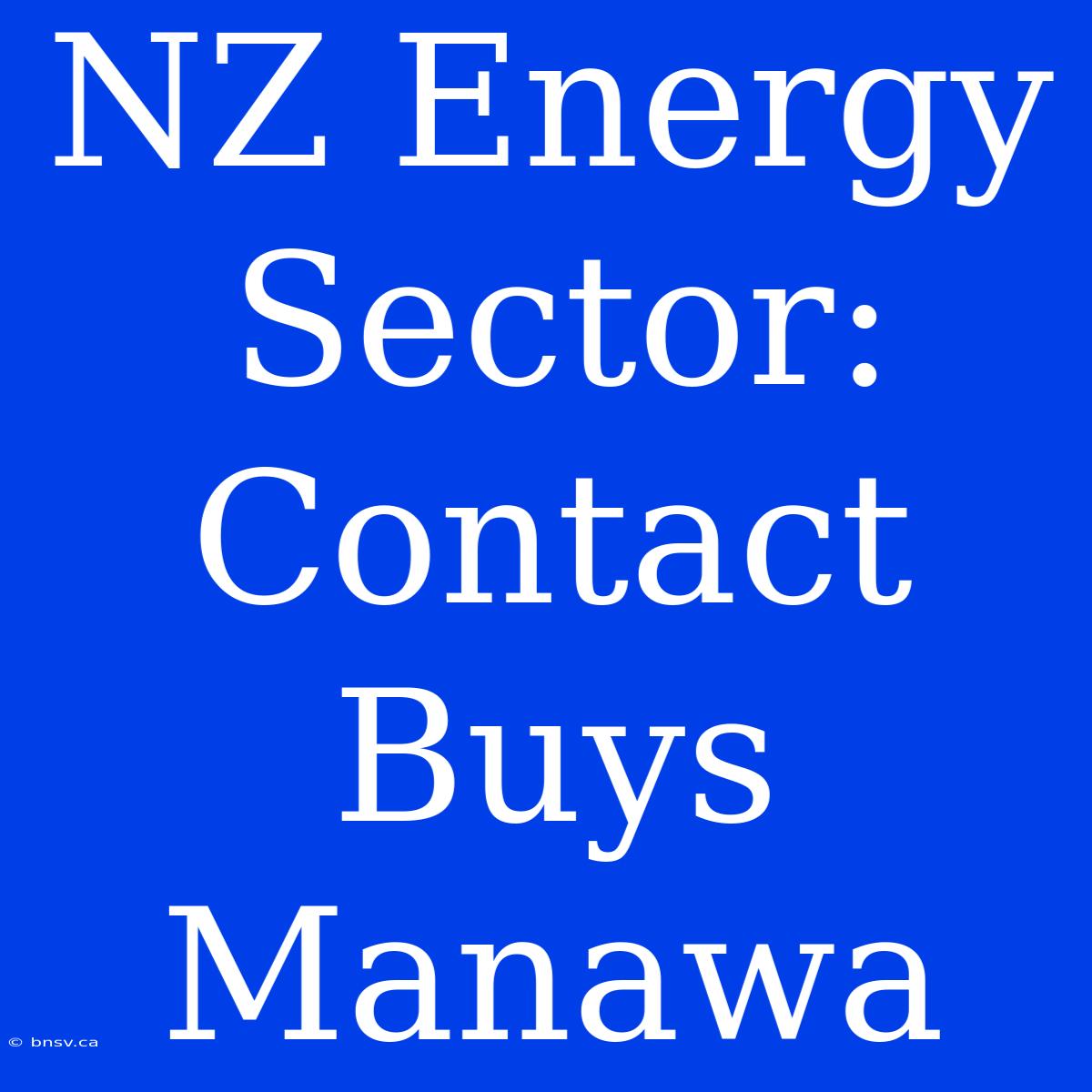 NZ Energy Sector: Contact Buys Manawa