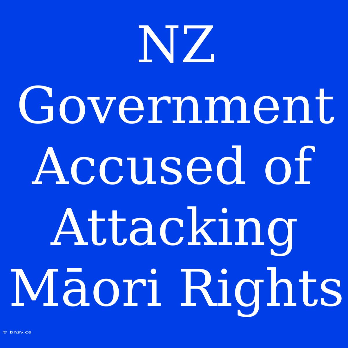 NZ Government Accused Of Attacking Māori Rights