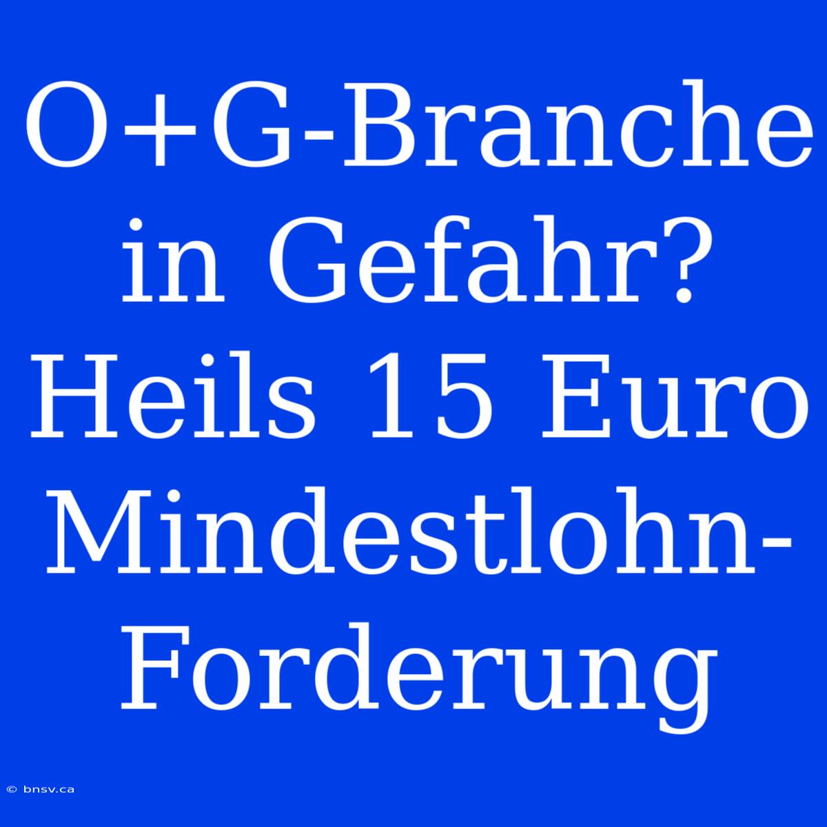 O+G-Branche In Gefahr? Heils 15 Euro Mindestlohn-Forderung