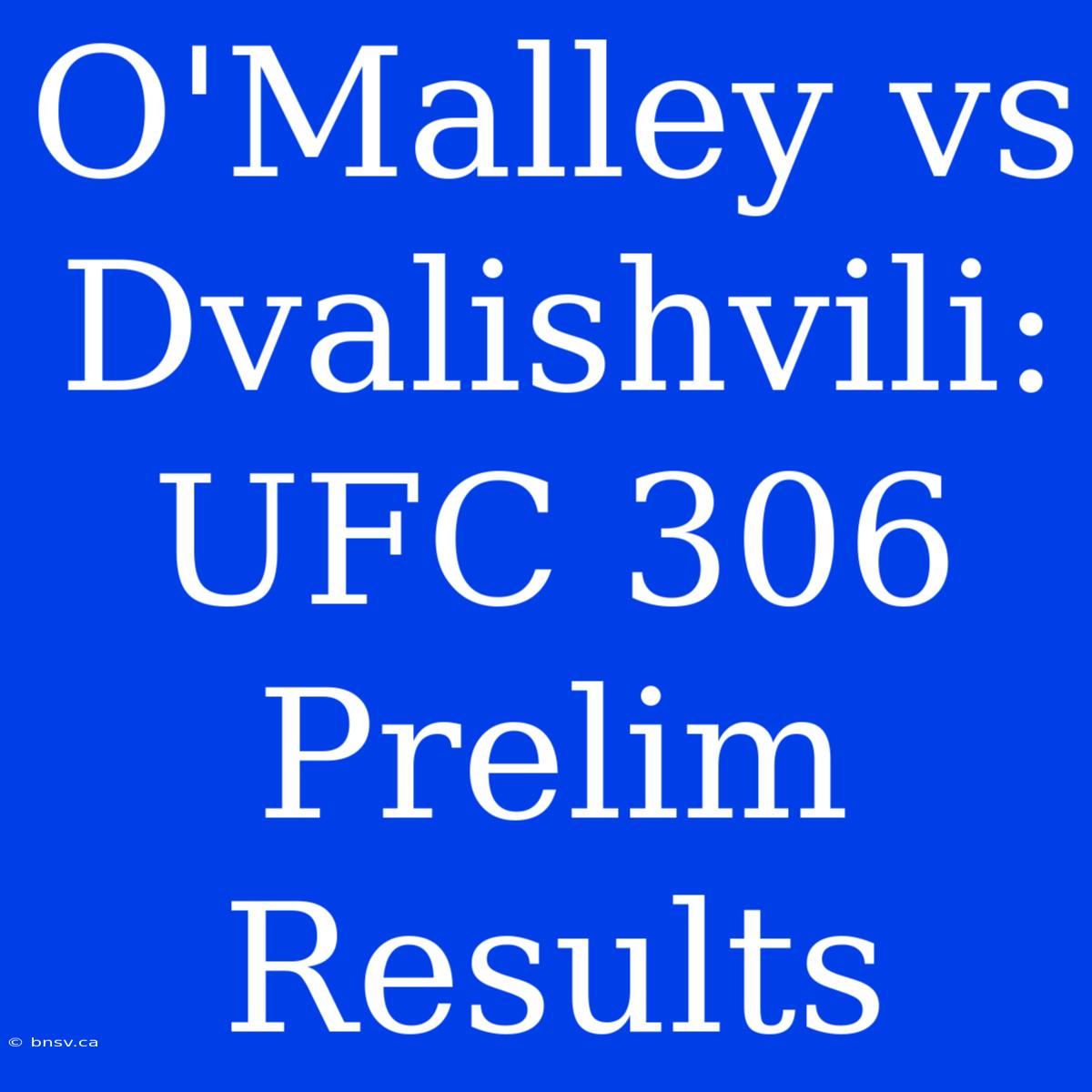 O'Malley Vs Dvalishvili: UFC 306 Prelim Results