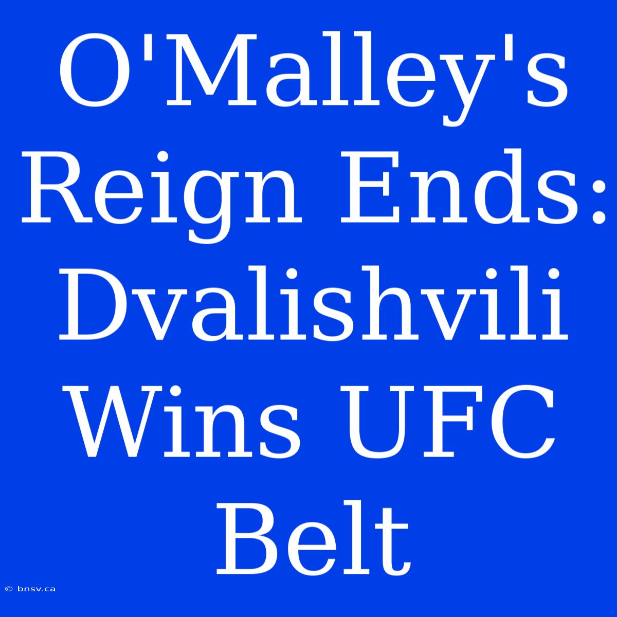 O'Malley's Reign Ends: Dvalishvili Wins UFC Belt