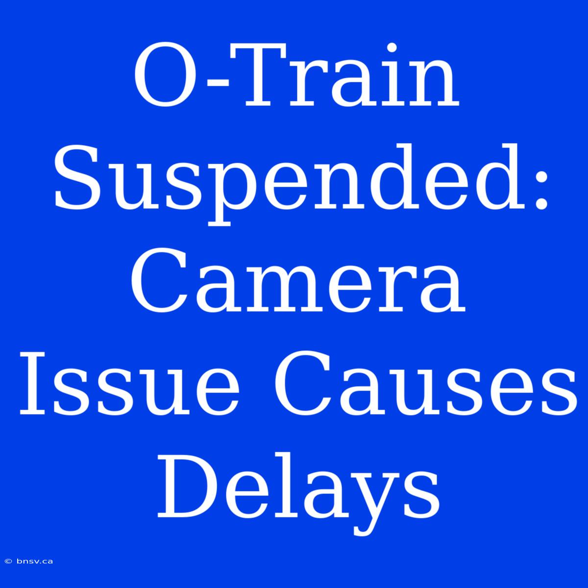 O-Train Suspended: Camera Issue Causes Delays