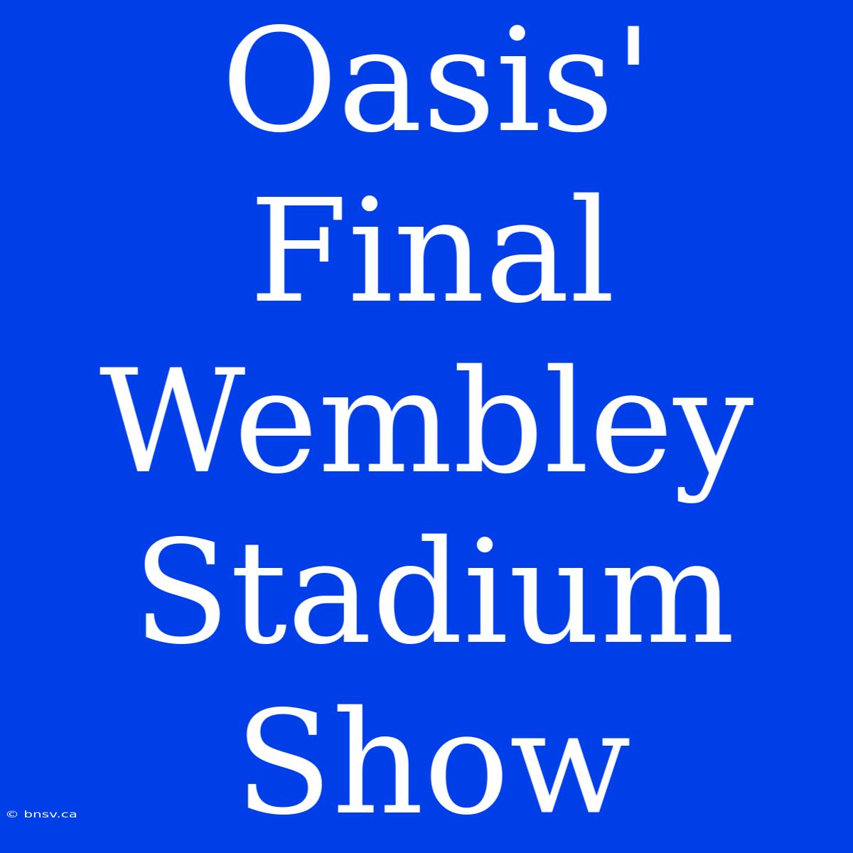 Oasis' Final Wembley Stadium Show