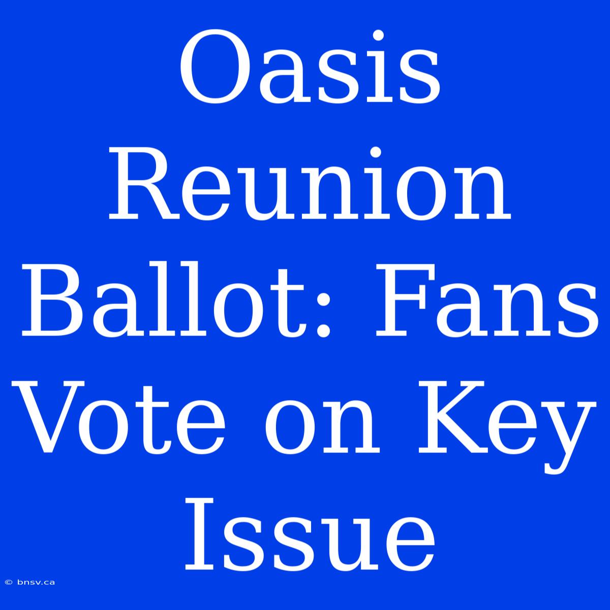 Oasis Reunion Ballot: Fans Vote On Key Issue