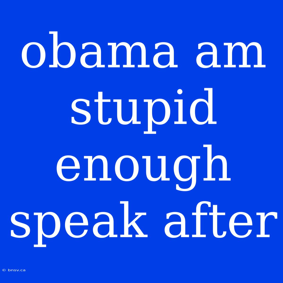 Obama Am Stupid Enough Speak After