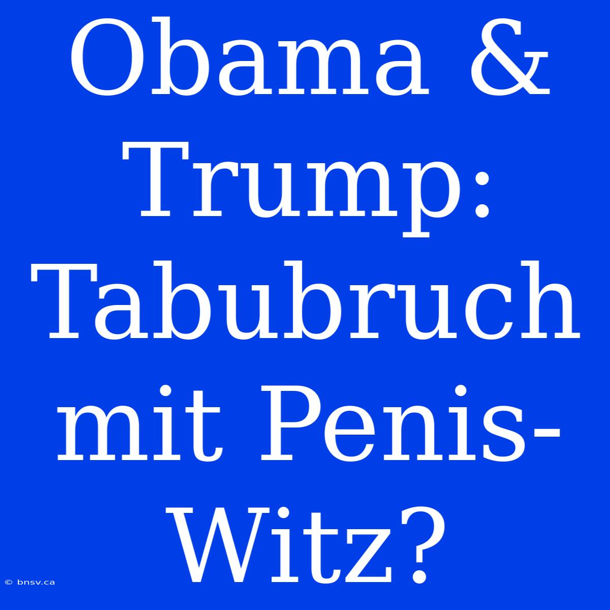 Obama & Trump: Tabubruch Mit Penis-Witz?