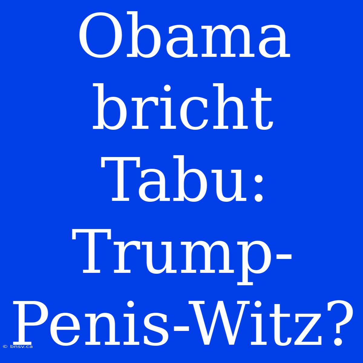 Obama Bricht Tabu: Trump-Penis-Witz?