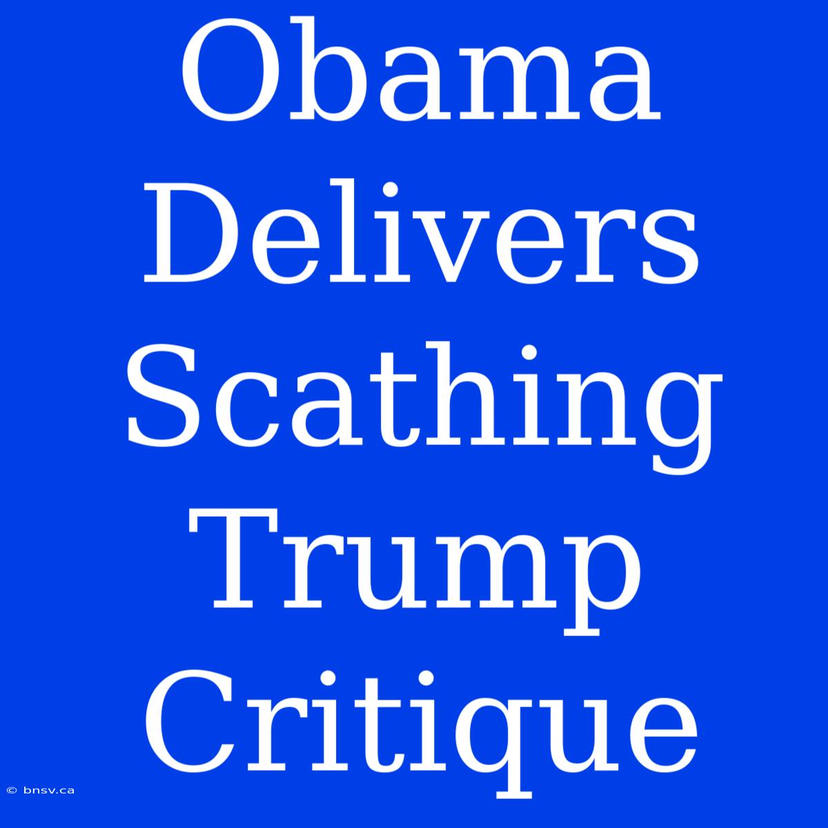 Obama Delivers Scathing Trump Critique