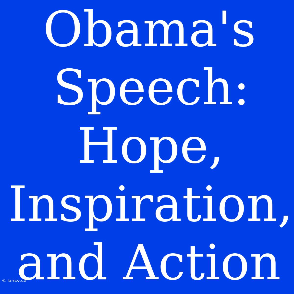 Obama's Speech: Hope, Inspiration, And Action