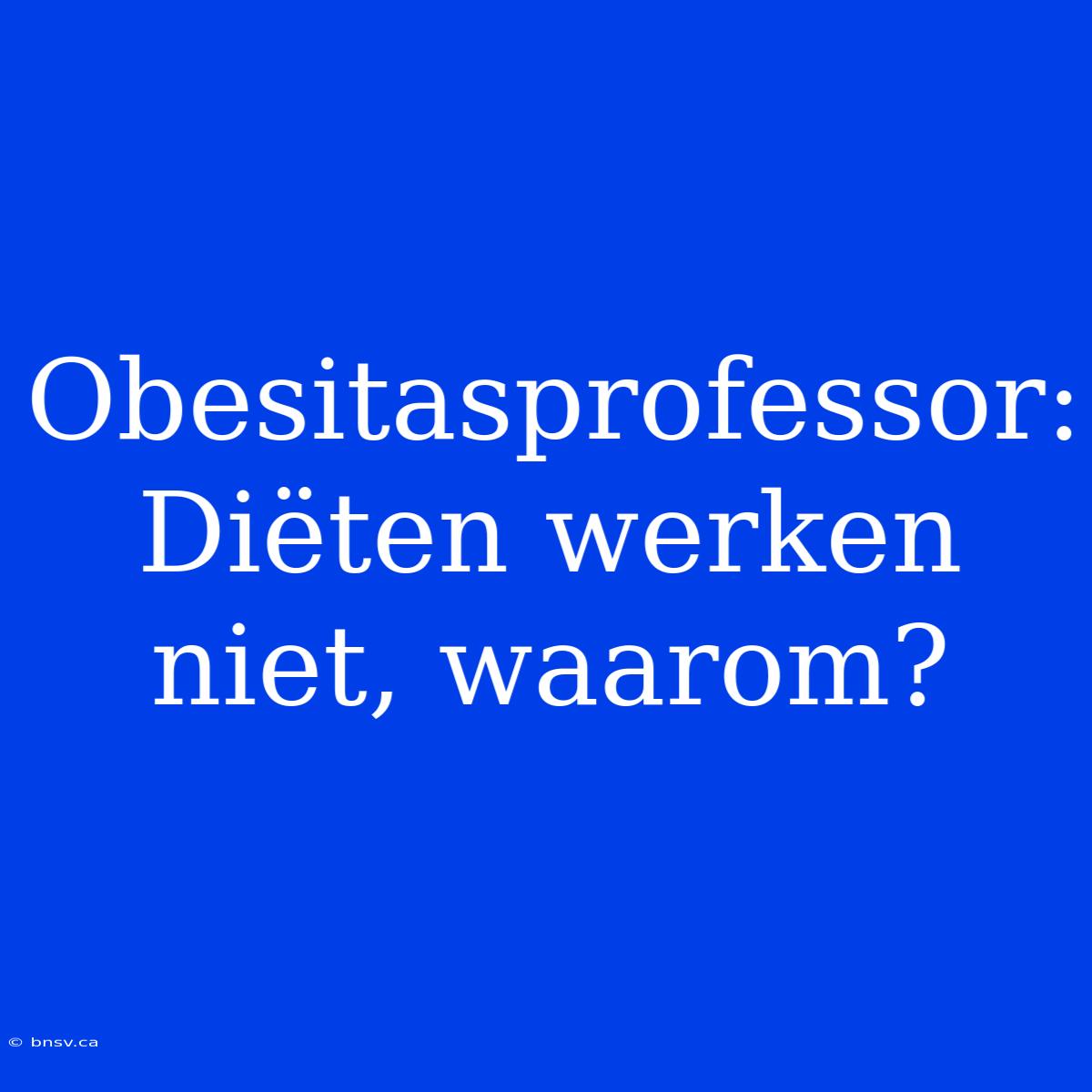 Obesitasprofessor: Diëten Werken Niet, Waarom?