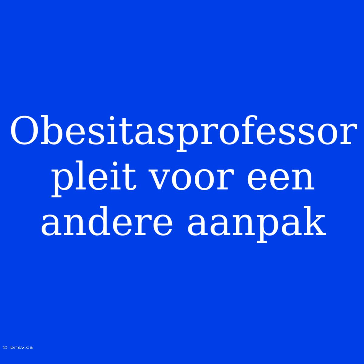 Obesitasprofessor Pleit Voor Een Andere Aanpak