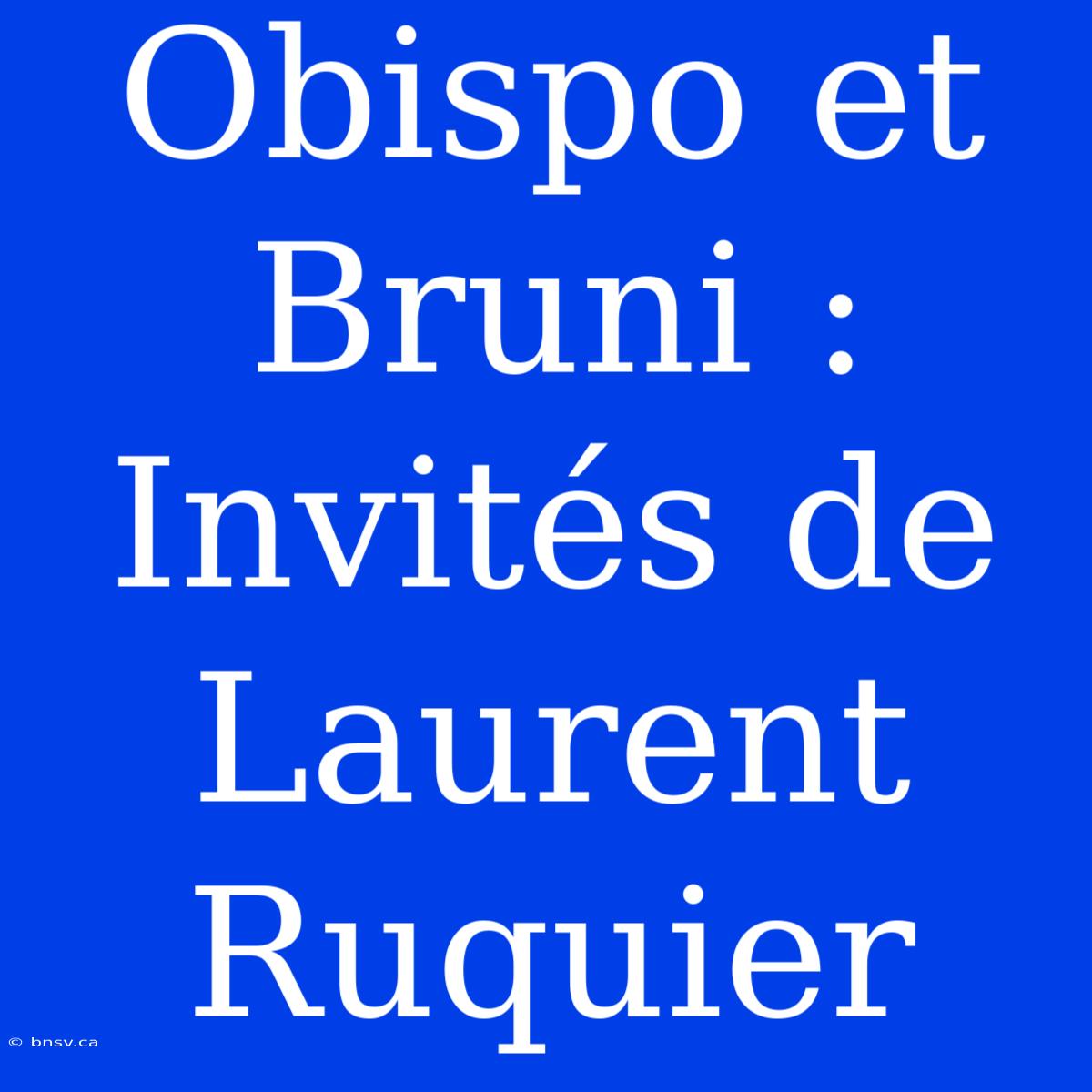 Obispo Et Bruni : Invités De Laurent Ruquier