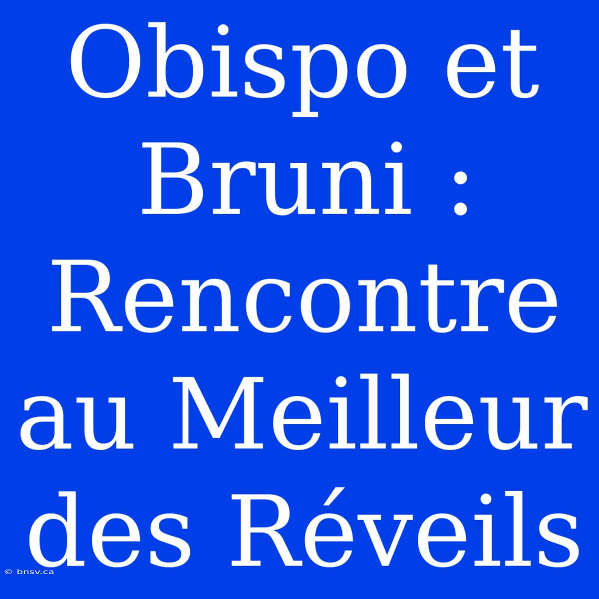 Obispo Et Bruni : Rencontre Au Meilleur Des Réveils