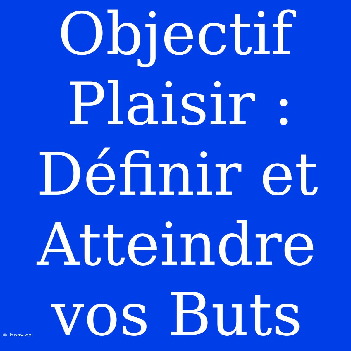 Objectif Plaisir : Définir Et Atteindre Vos Buts