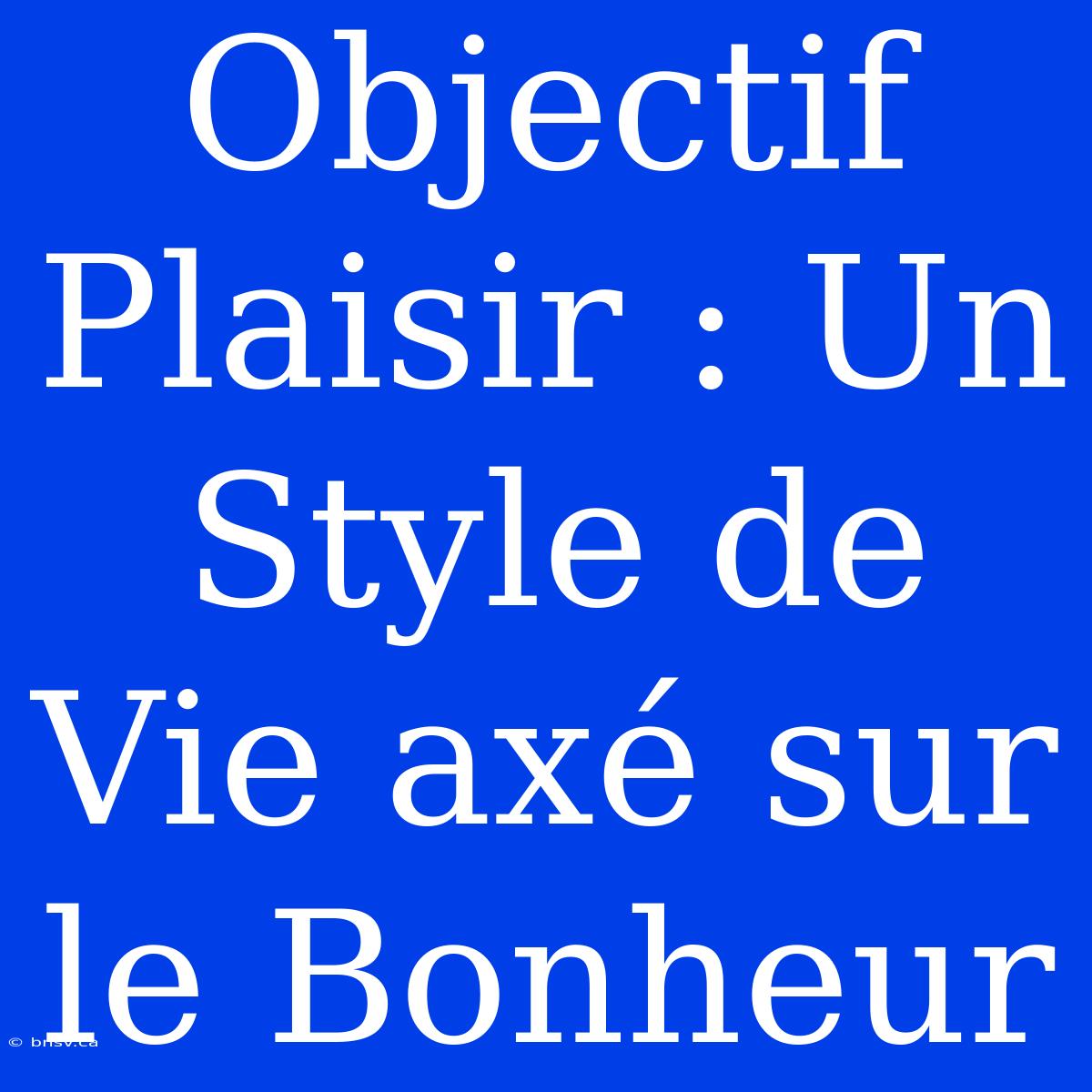 Objectif Plaisir : Un Style De Vie Axé Sur Le Bonheur