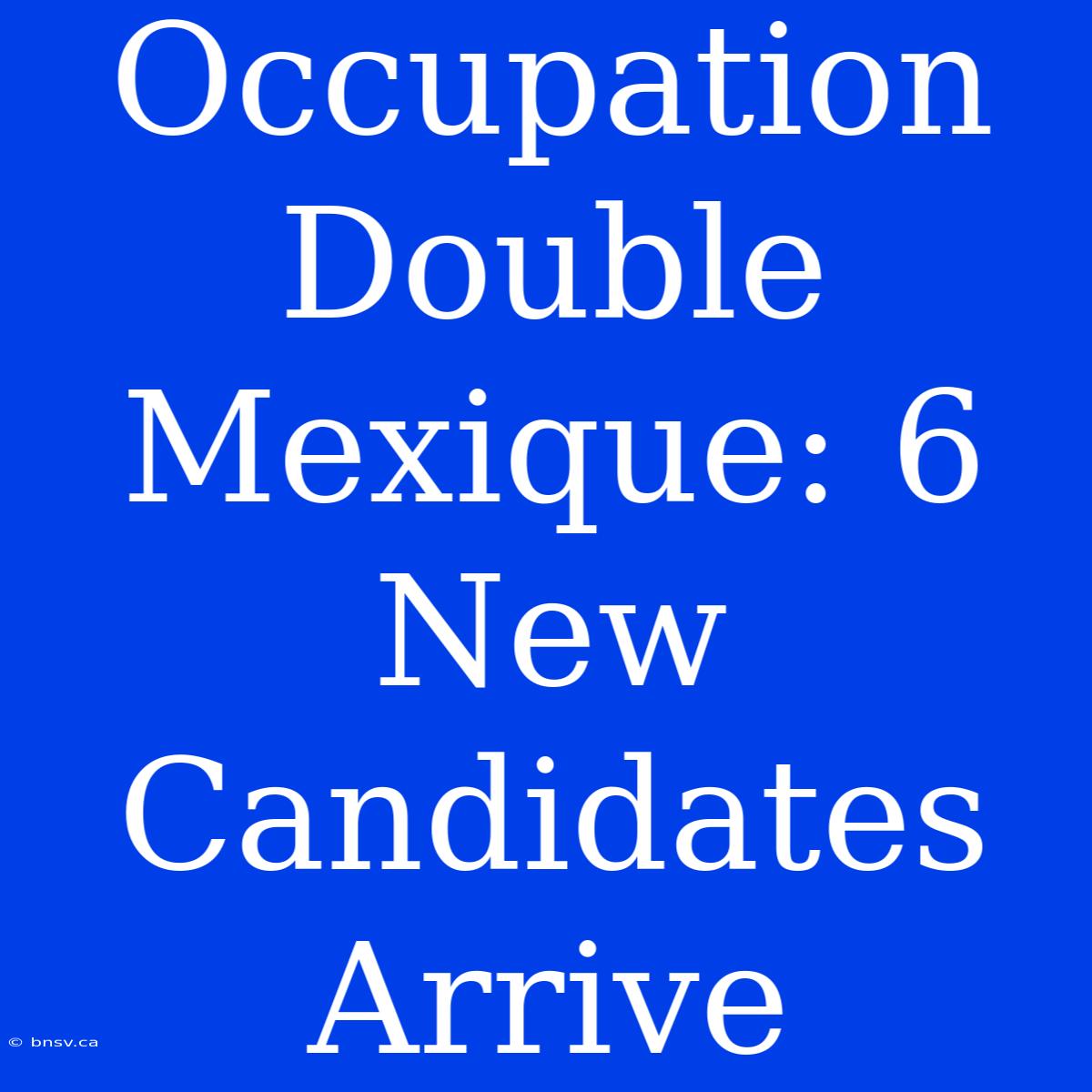 Occupation Double Mexique: 6 New Candidates Arrive