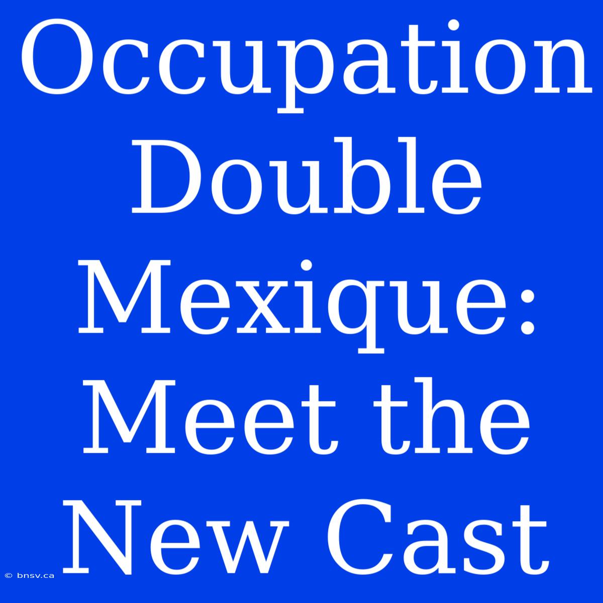 Occupation Double Mexique: Meet The New Cast