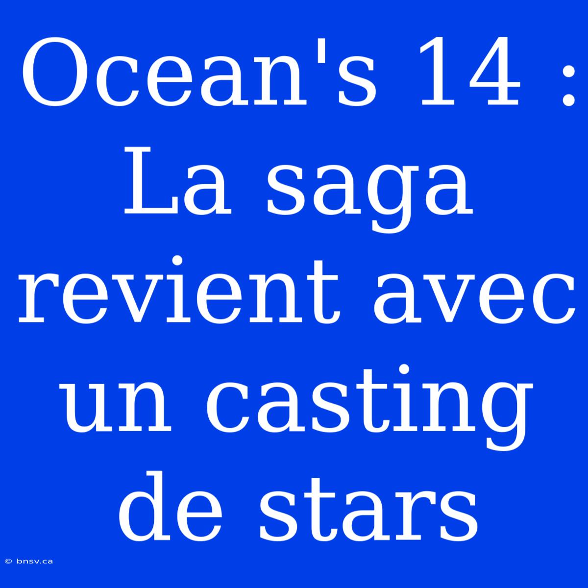 Ocean's 14 : La Saga Revient Avec Un Casting De Stars