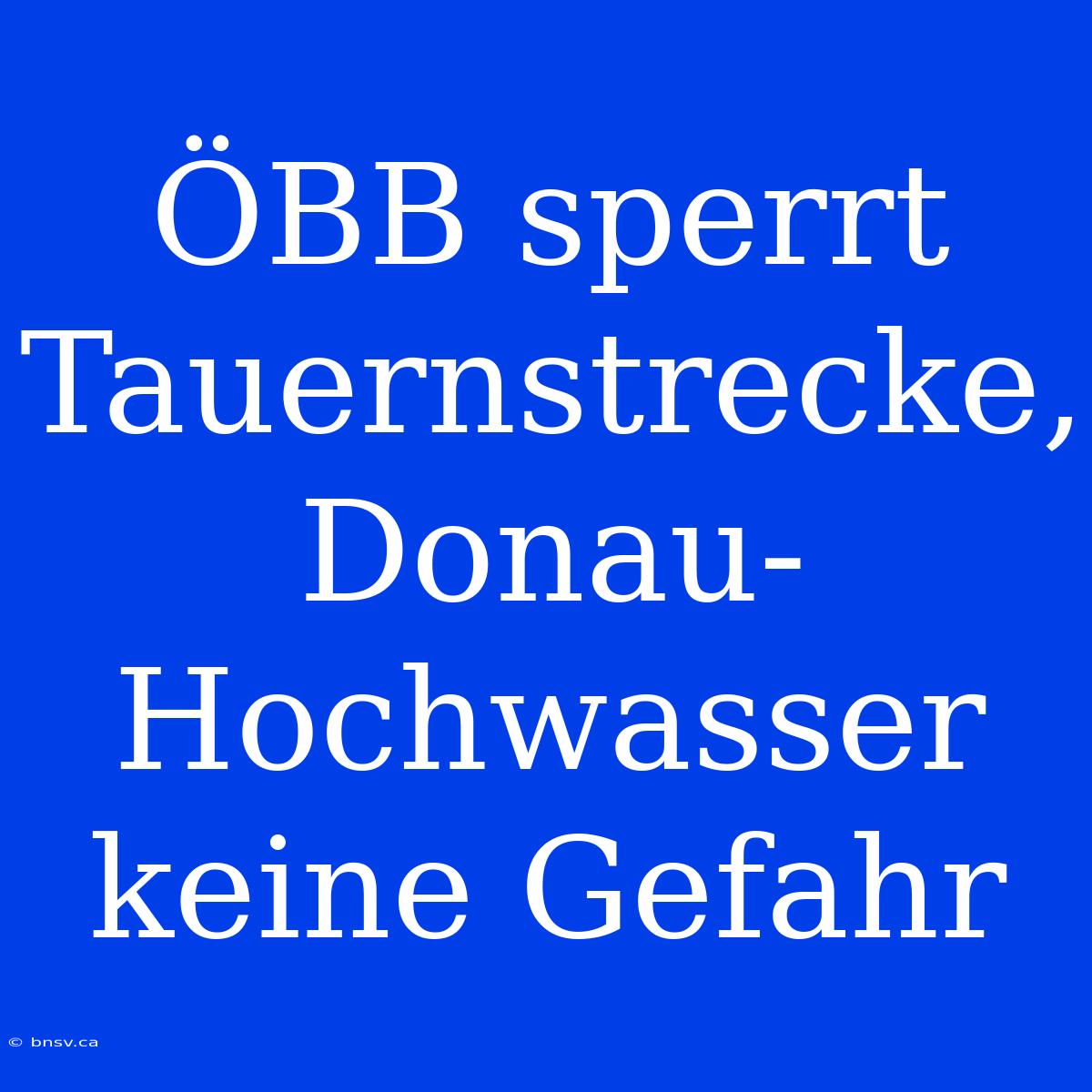 ÖBB Sperrt Tauernstrecke, Donau-Hochwasser Keine Gefahr