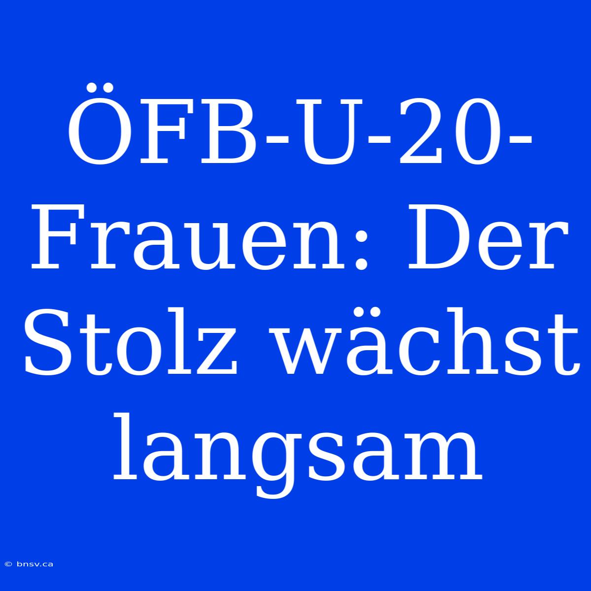 ÖFB-U-20-Frauen: Der Stolz Wächst Langsam