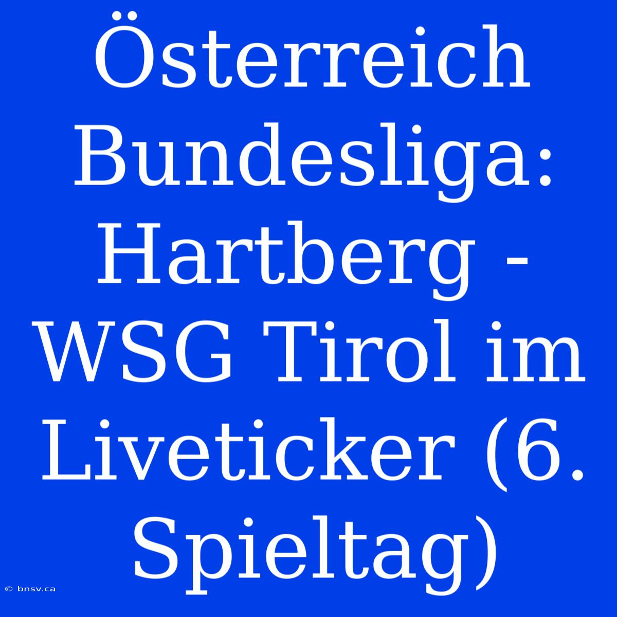 Österreich Bundesliga: Hartberg - WSG Tirol Im Liveticker (6. Spieltag)