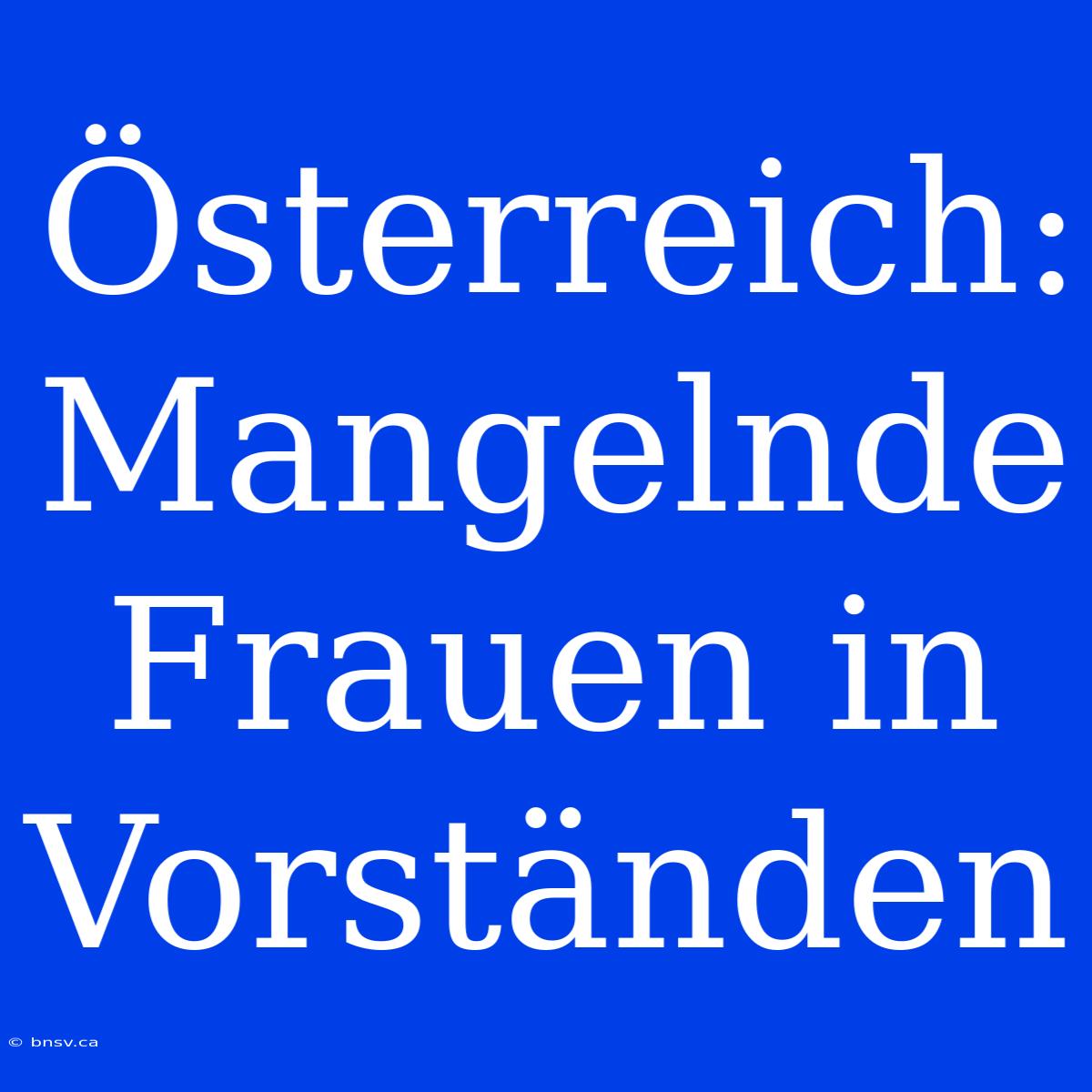 Österreich: Mangelnde Frauen In Vorständen