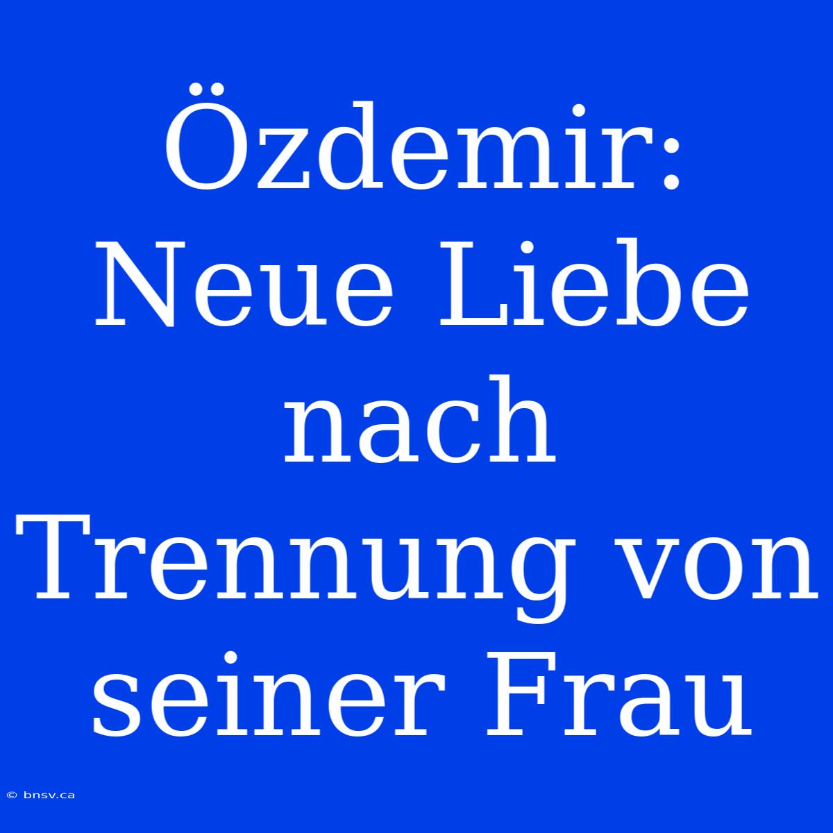 Özdemir: Neue Liebe Nach Trennung Von Seiner Frau